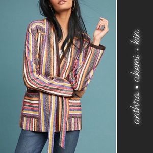 Anthro Akemi + Kin Mansoura Striped Belted Jacket